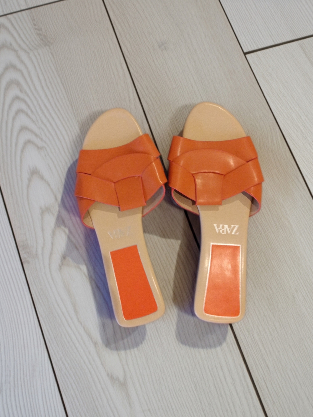Zara Orange Braided-Style Slide Mules